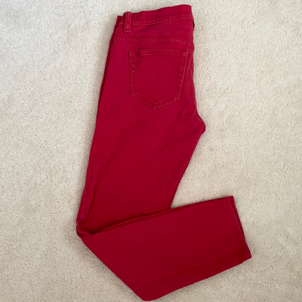 Red slim denim